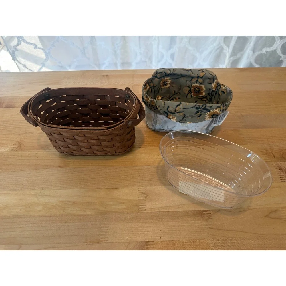Longaberger Journal Basket 2008 Handwoven with Floral Liner and Protector